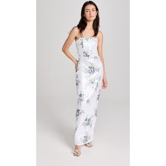 Tanner Fletcher Marilyn Floral Sequin Strapless Dress 1 / US 4-6 Evening Gown - Picture 1 of 14